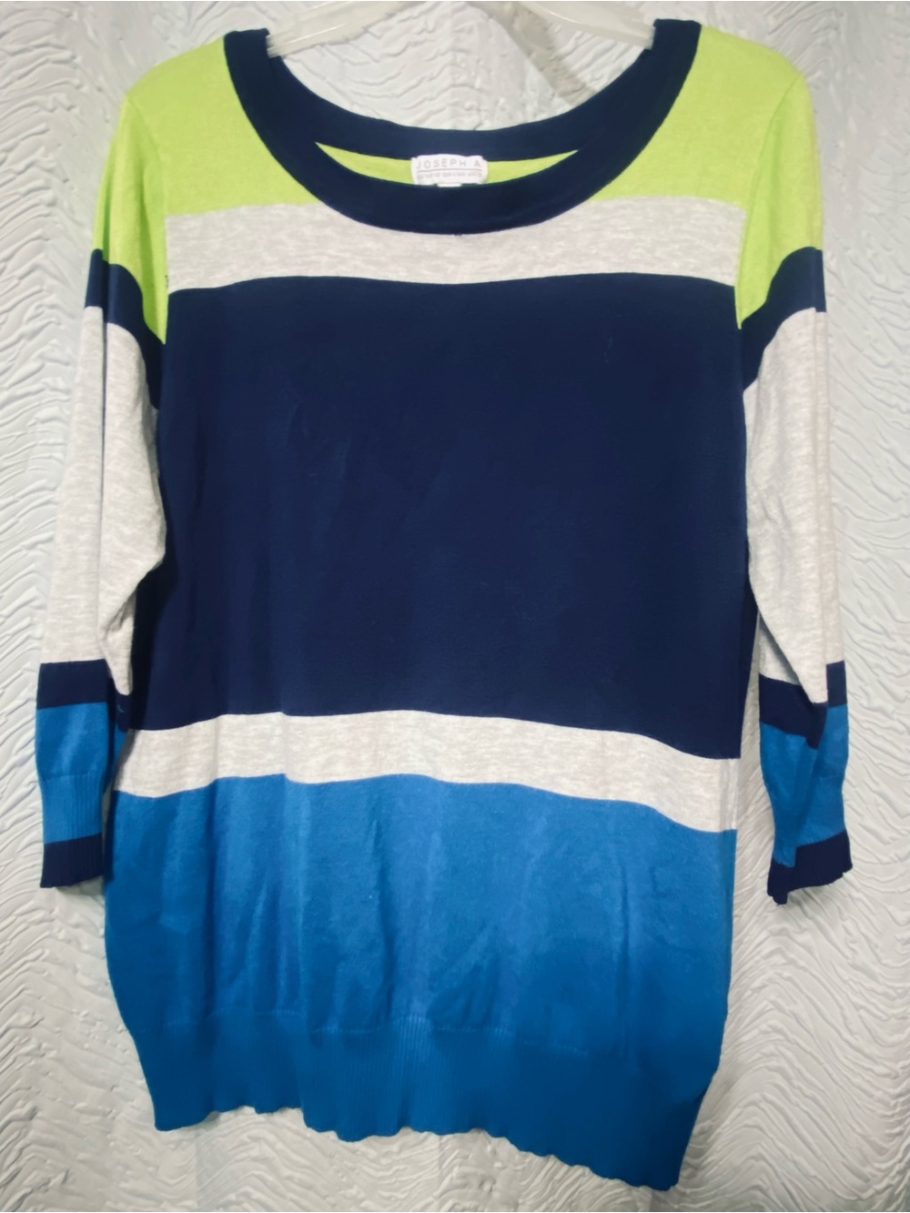 Joseph Colorblock Crewneck Sweater - Navy, Bright Blue & Lime